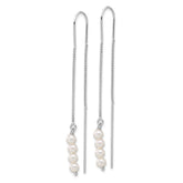 Sterling Silver Rhodium-plated Freshwater Cultured Pearl Threader Earrings